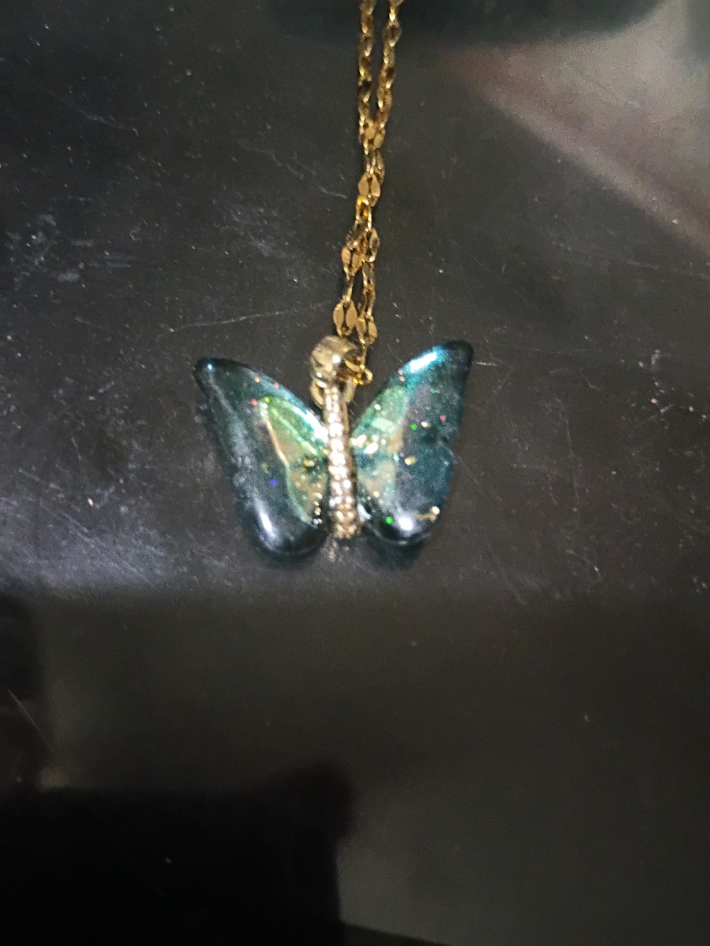 Blue-Green Butterfly Pendant Necklace 2 Available Very Beautiful!